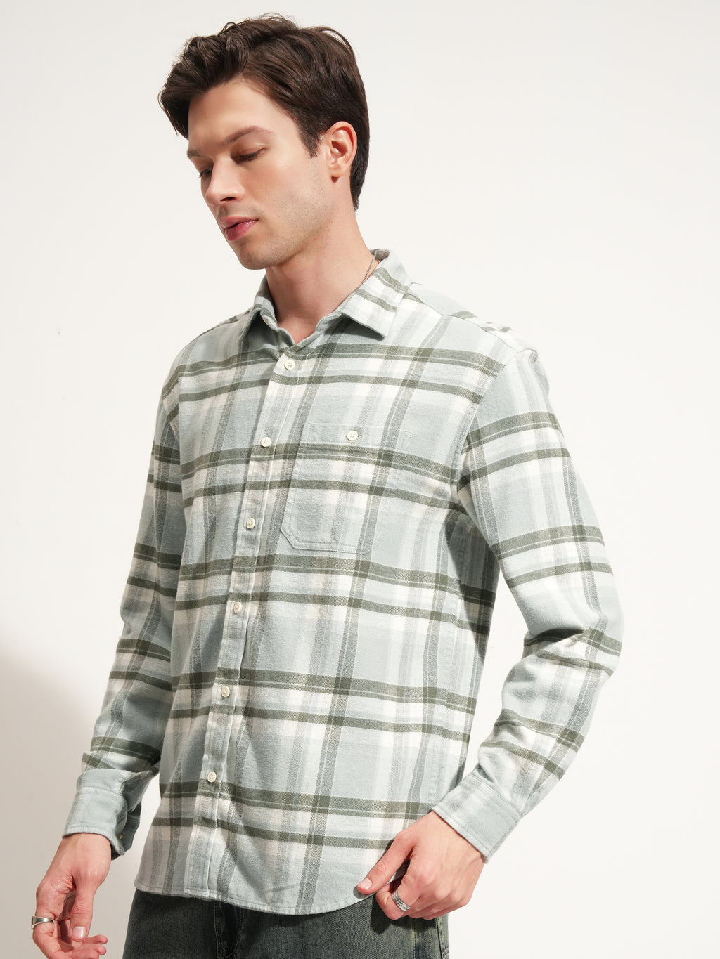 Highlander Men Blue Checked Relaxed Fit Casual Shirt - Blue - Image 4