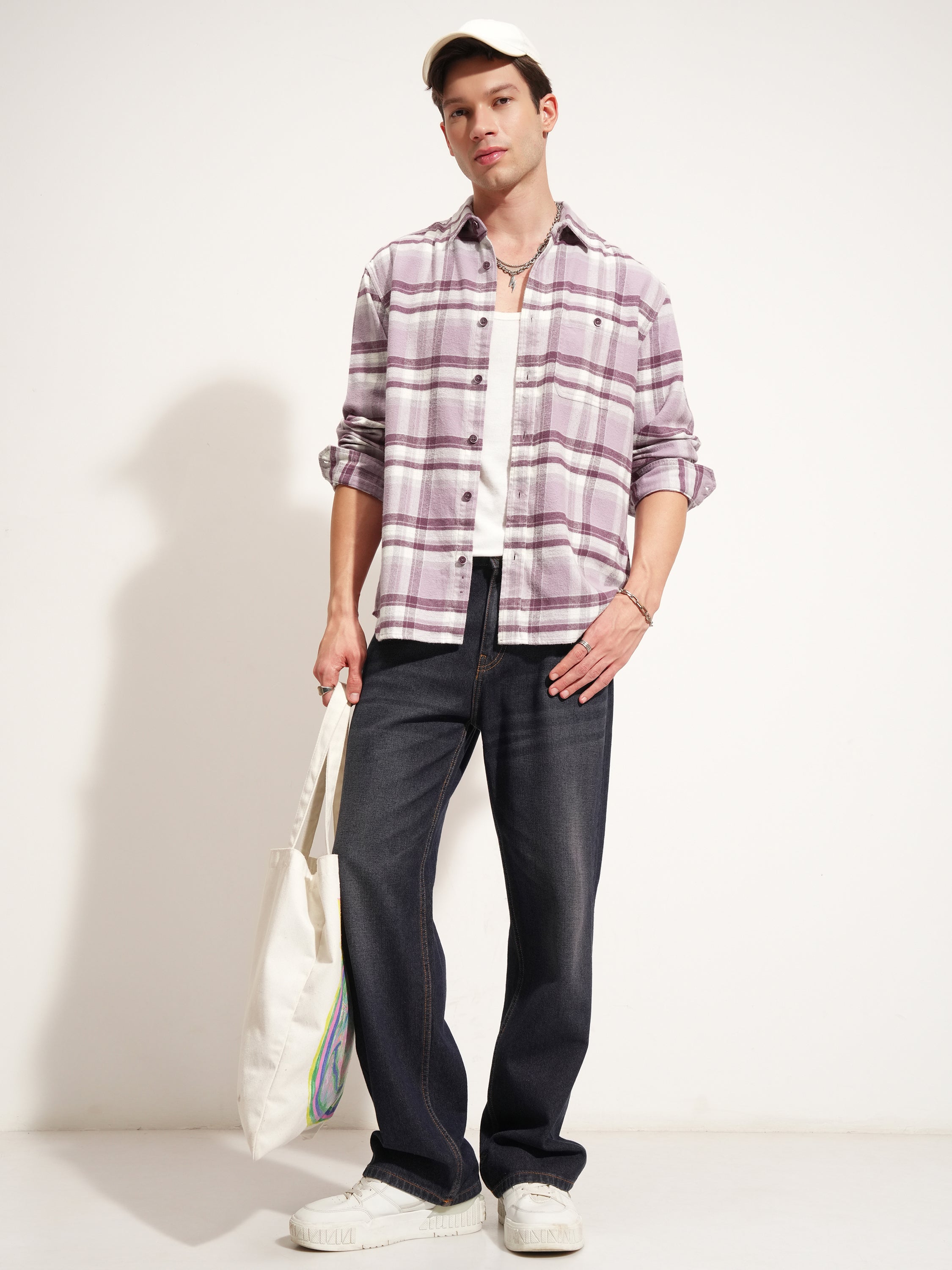 Highlander Men Pink Checked Relaxed Fit Casual Shirt - Pink - Image 2