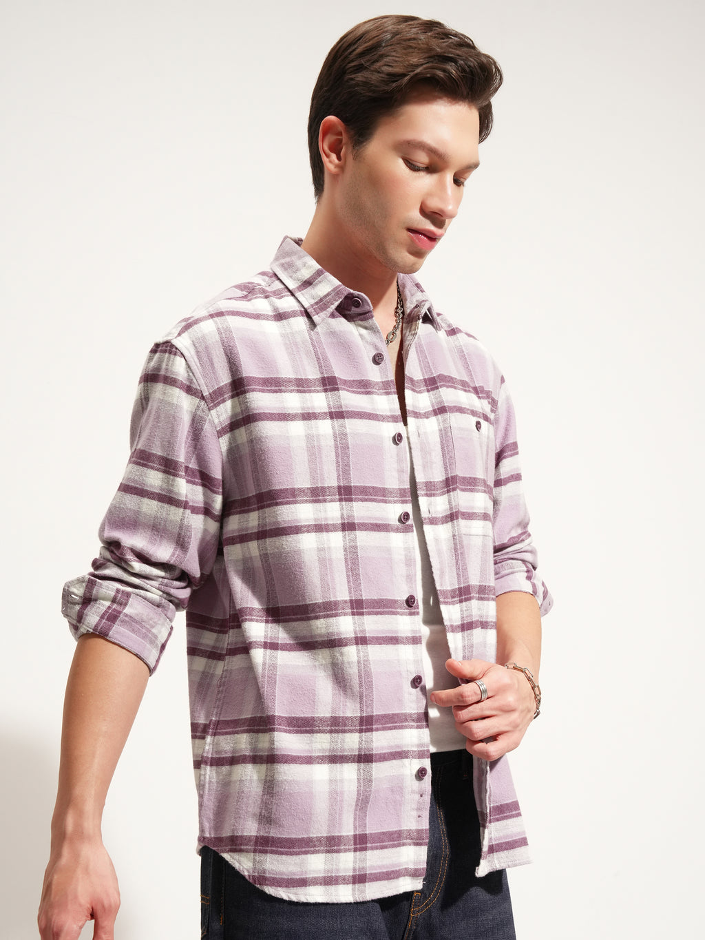 Highlander Men Pink Checked Relaxed Fit Casual Shirt - Pink - Image 6