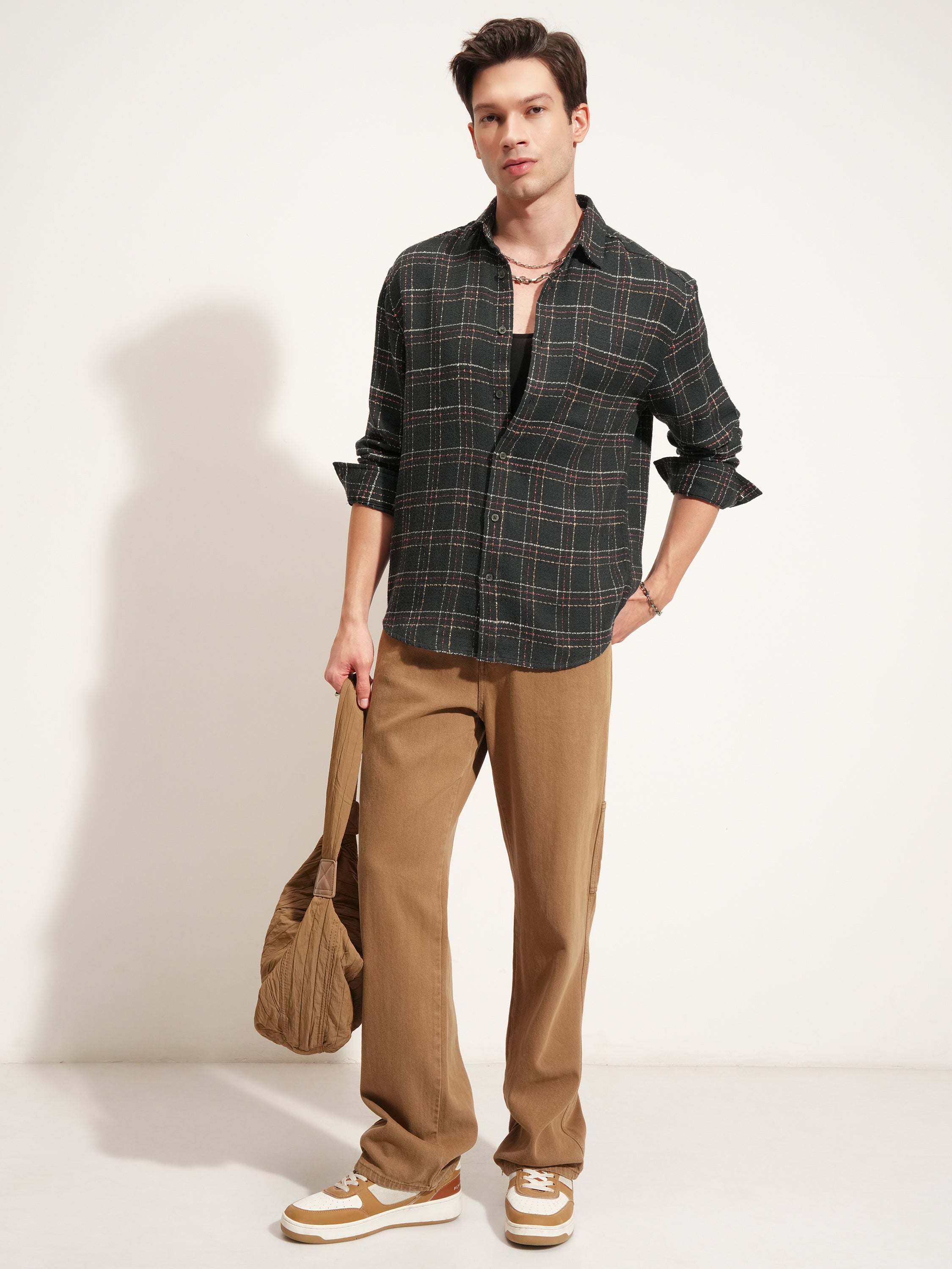 Highlander Men Green Checked Relaxed Fit Casual Shirt - Green - Image 2