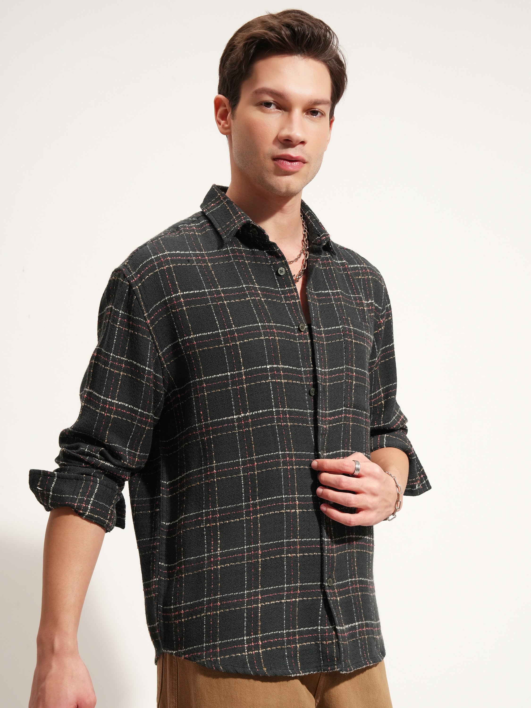 Highlander Men Green Checked Relaxed Fit Casual Shirt - Green - Image 6