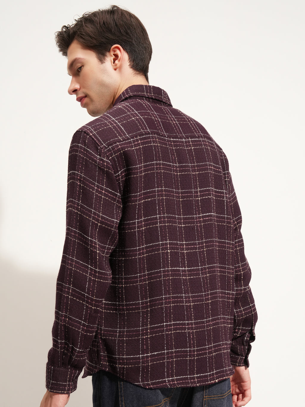 Highlander Men Maroon Checked Relaxed Fit Casual Shirt - Maroon - Image 3