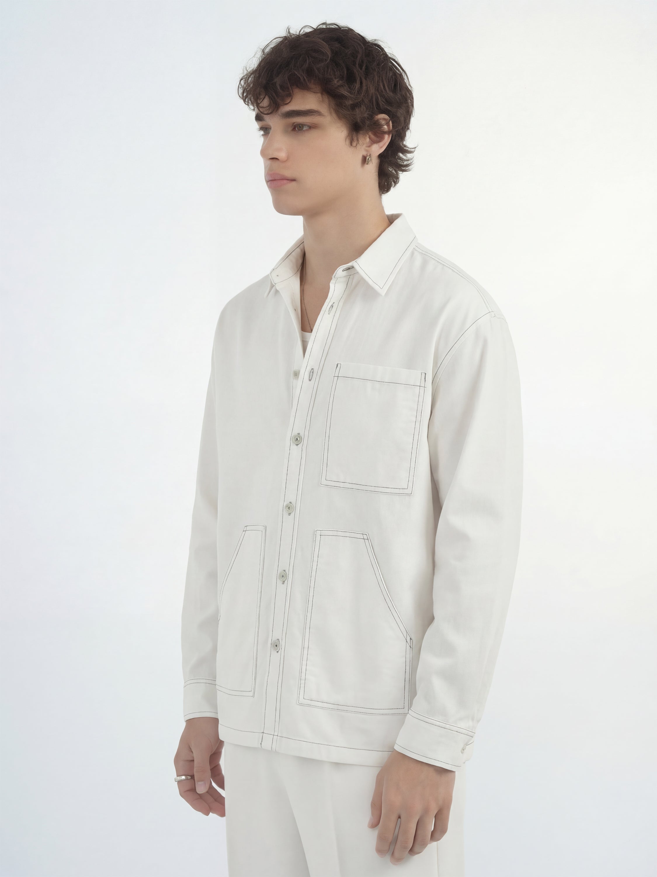 Highlander Men White Solid Oversized Fit Casual Shirt - White - Image 4