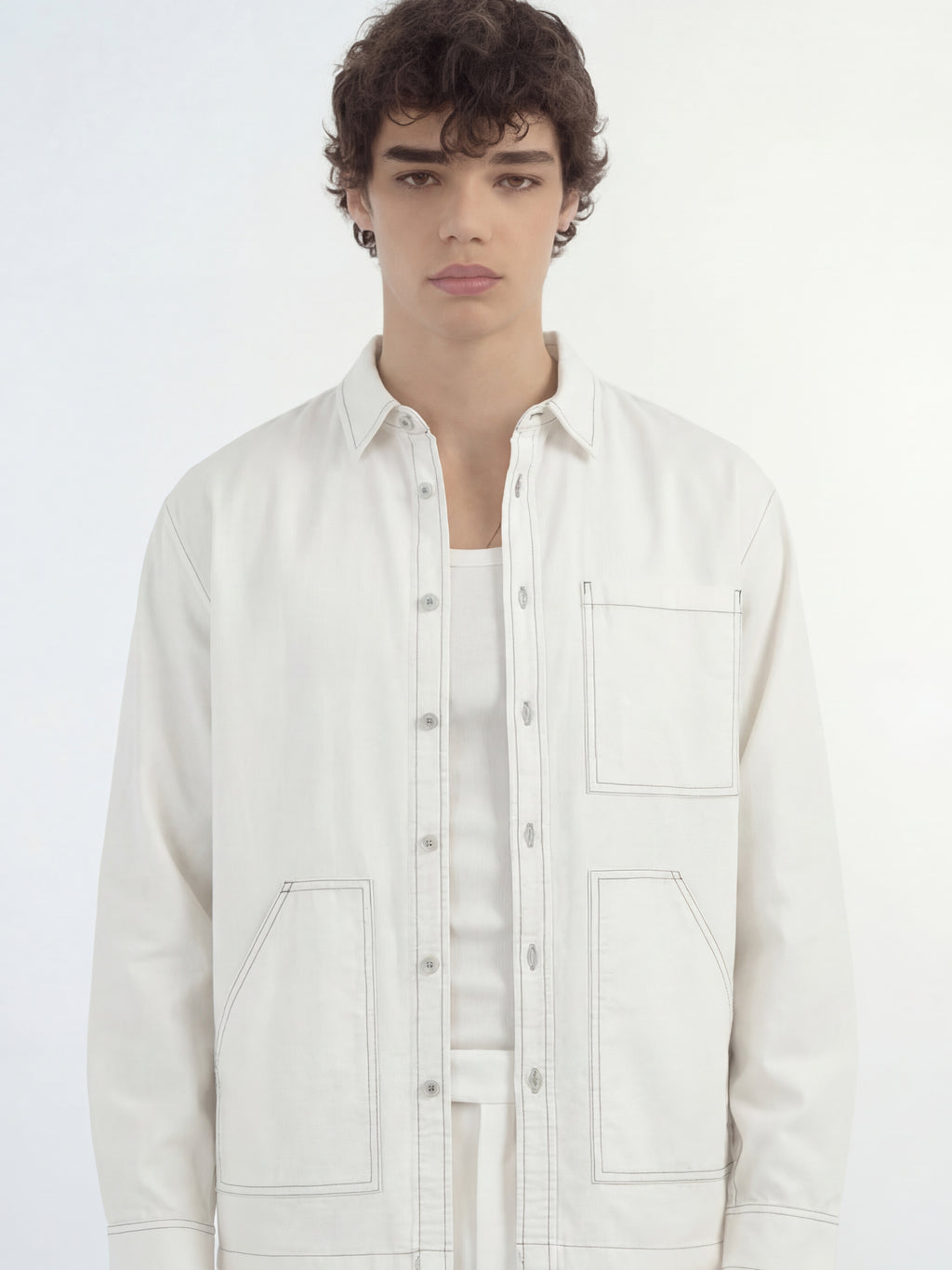 Highlander Men White Solid Oversized Fit Casual Shirt - White - Image 5