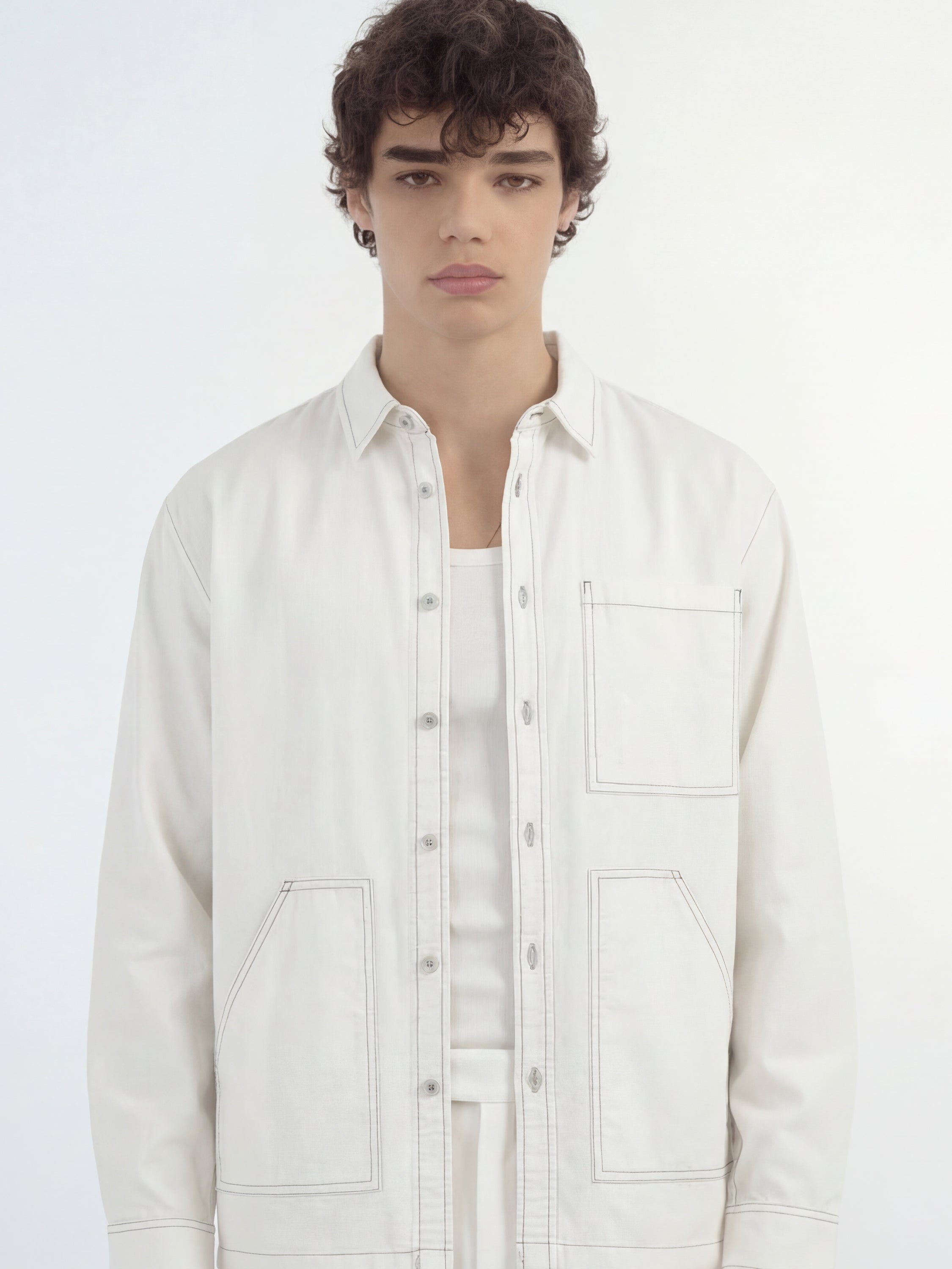 Highlander Men White Solid Oversized Fit Casual Shirt - White - Image 5