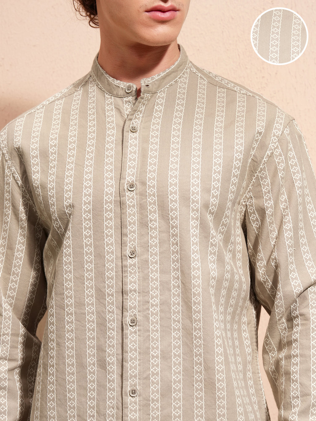 Highlander Men Beige Striped Relaxed Fit Casual Shirt - Beige - Image 5