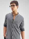 Highlander Men Black Striped Relaxed Fit Casual Shirt - Black - Image 1