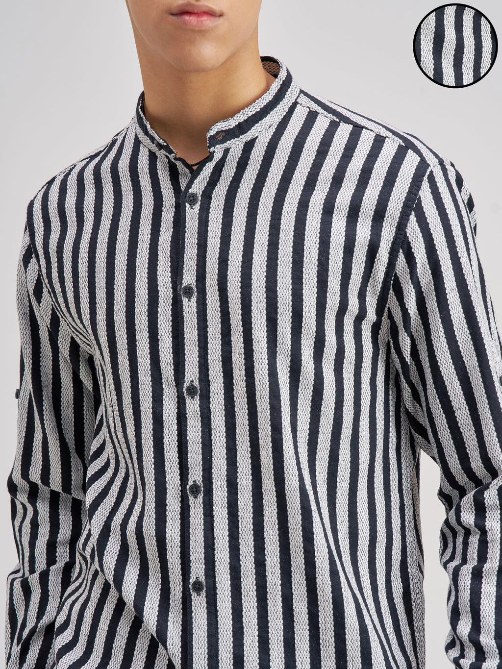 Highlander Men Black Striped Relaxed Fit Casual Shirt - Black - Image 5