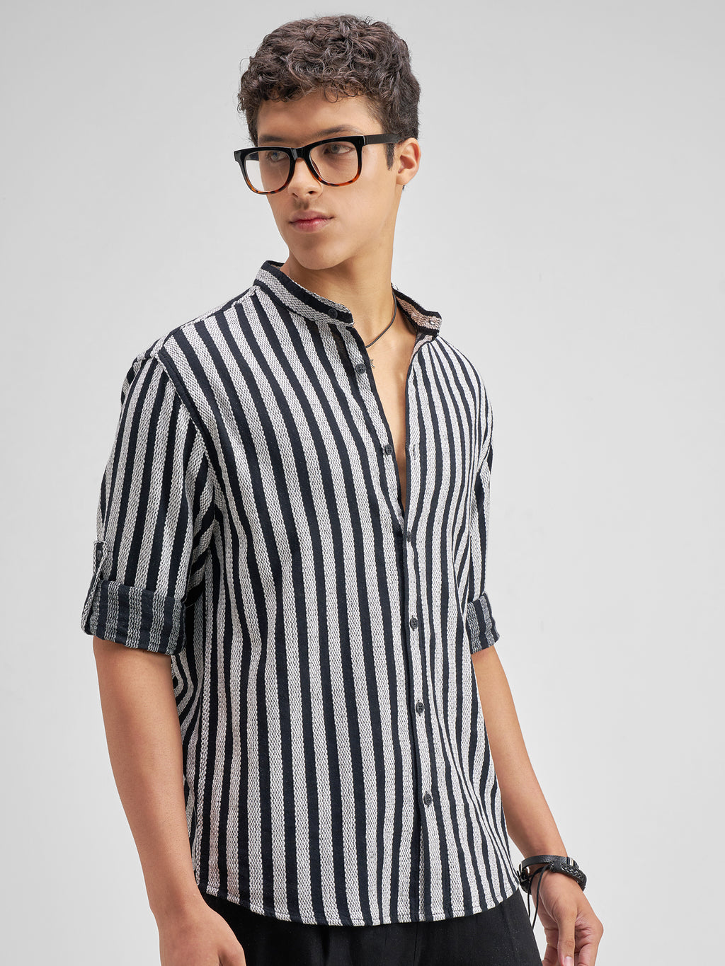 Highlander Men Black Striped Relaxed Fit Casual Shirt - Black - Image 6