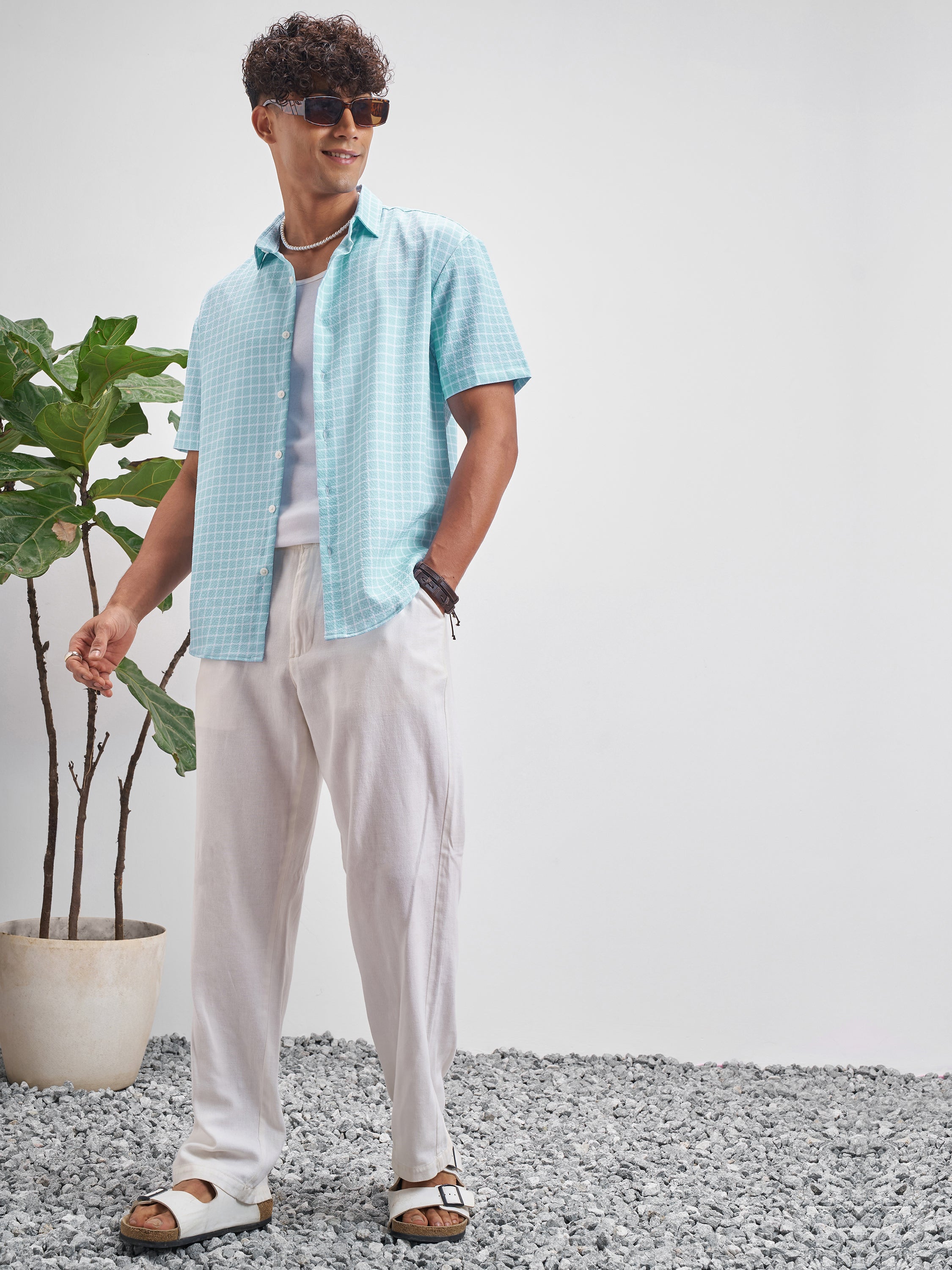 Highlander Men Blue Checked Relaxed Fit Casual Shirt - Blue - Image 2