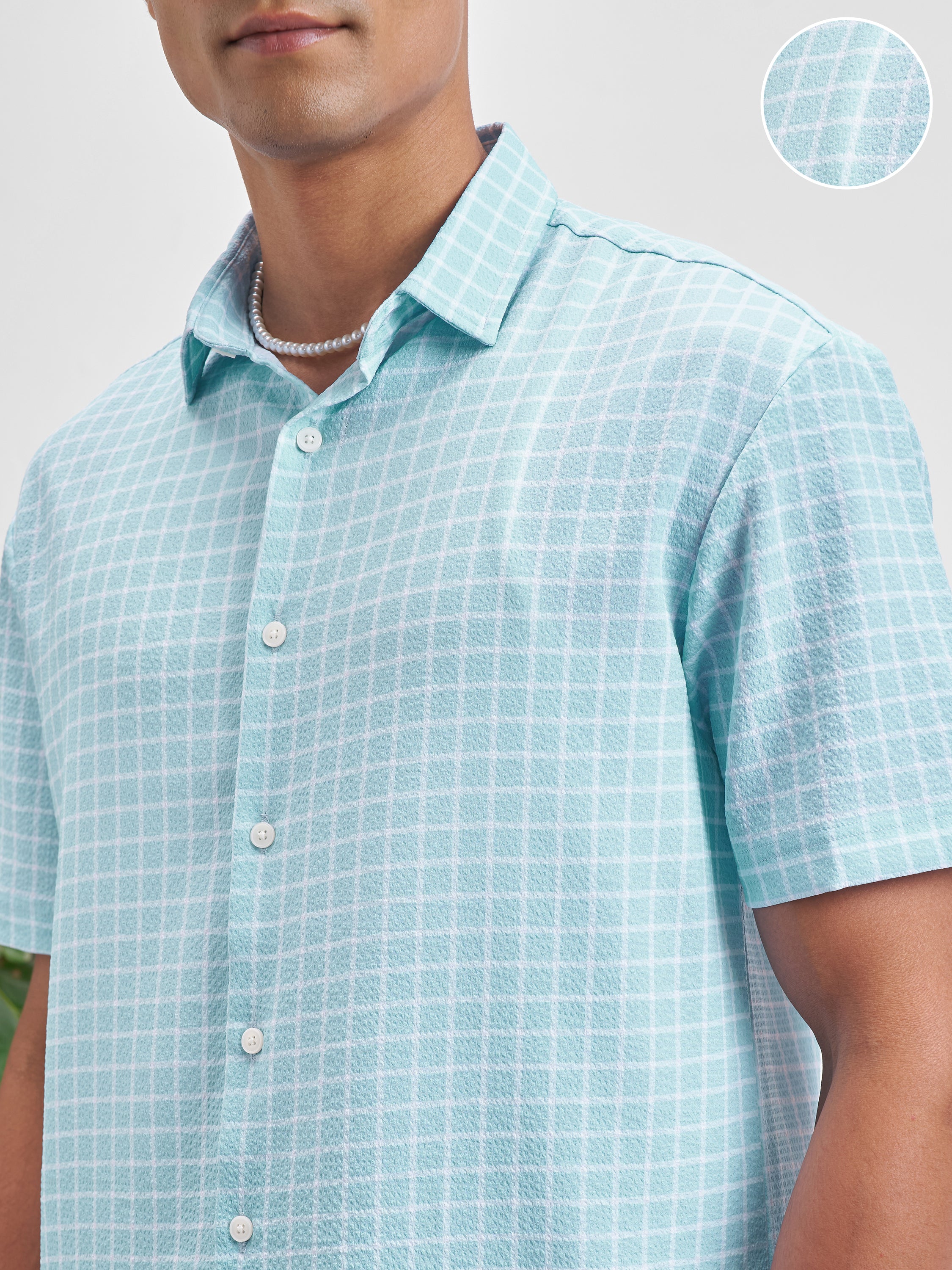Highlander Men Blue Checked Relaxed Fit Casual Shirt - Blue - Image 5