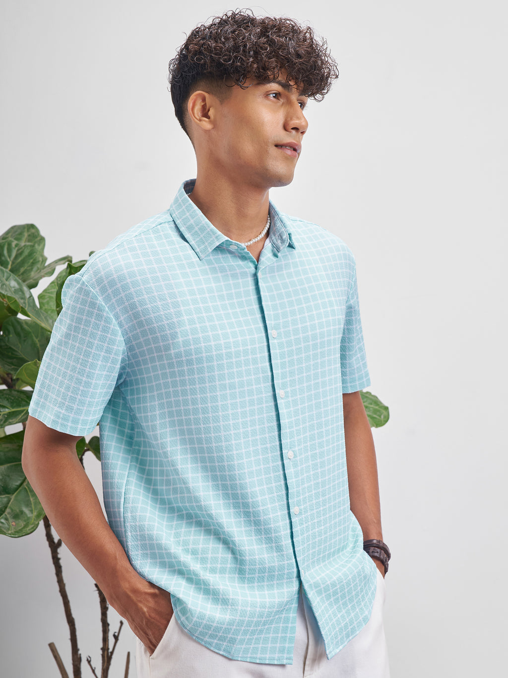 Highlander Men Blue Checked Relaxed Fit Casual Shirt - Blue - Image 6