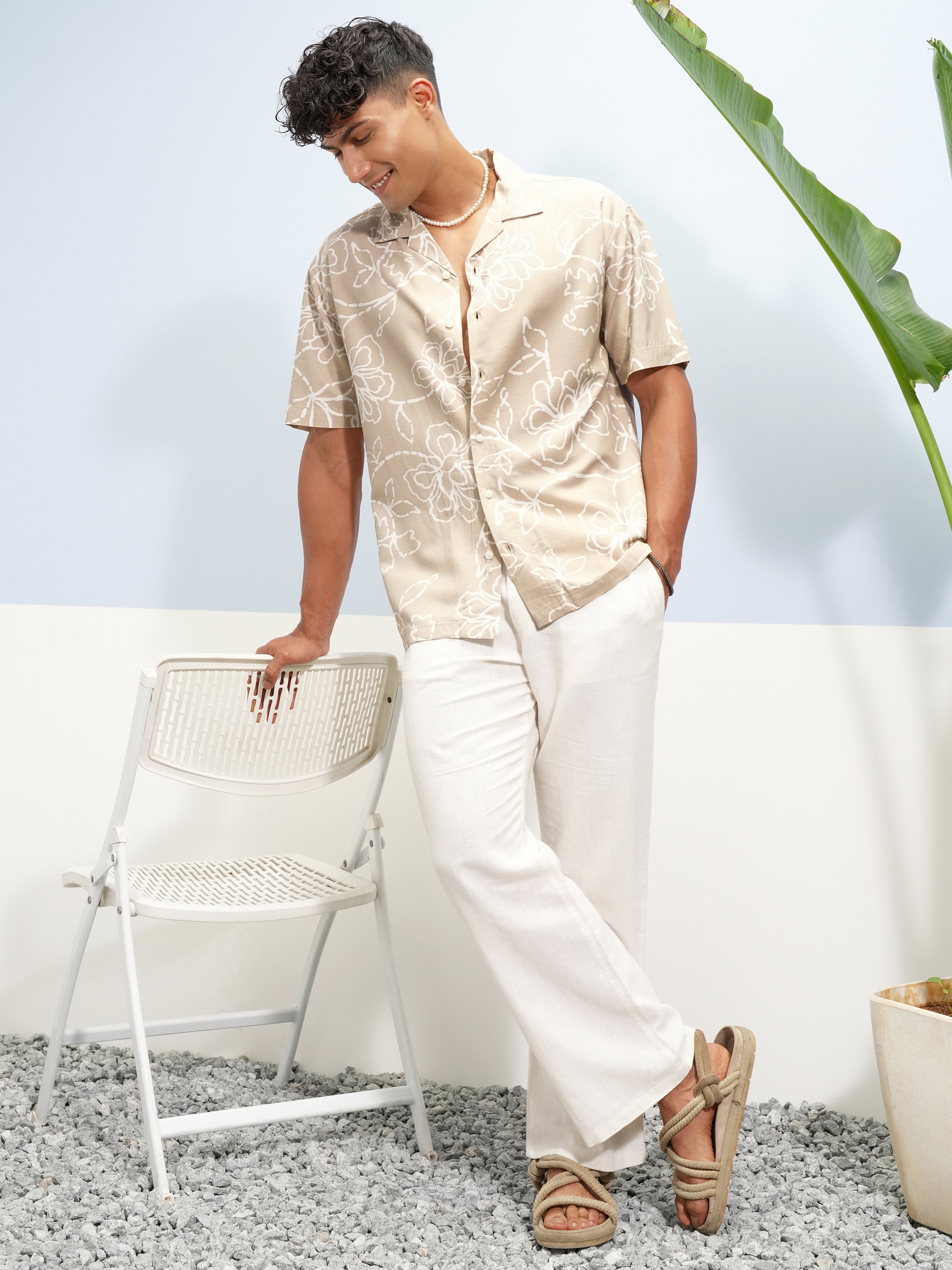 Highlander Men Tan Printed Relaxed Fit Casual Shirt - Tan - Image 2