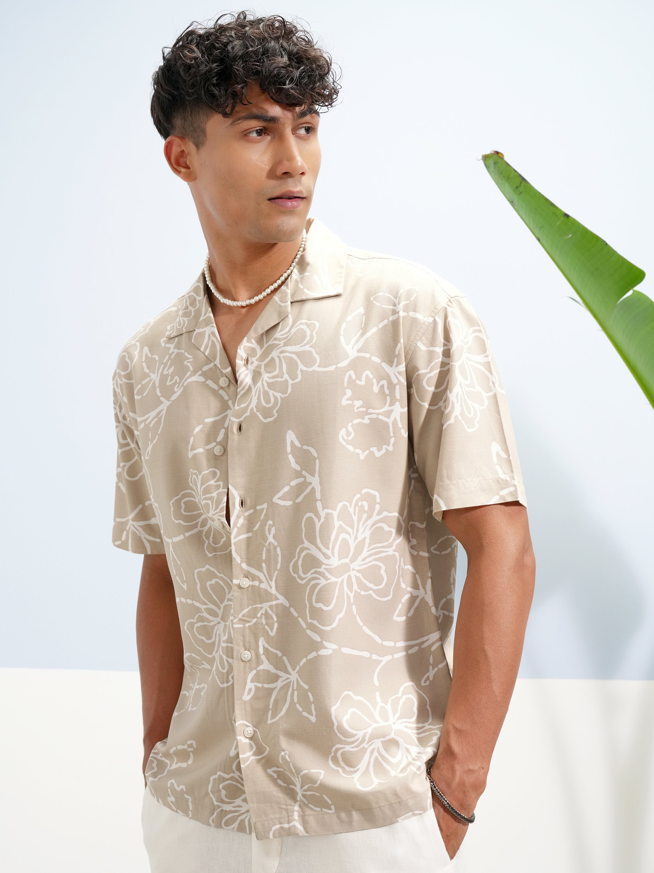 Highlander Men Tan Printed Relaxed Fit Casual Shirt - Tan - Image 4