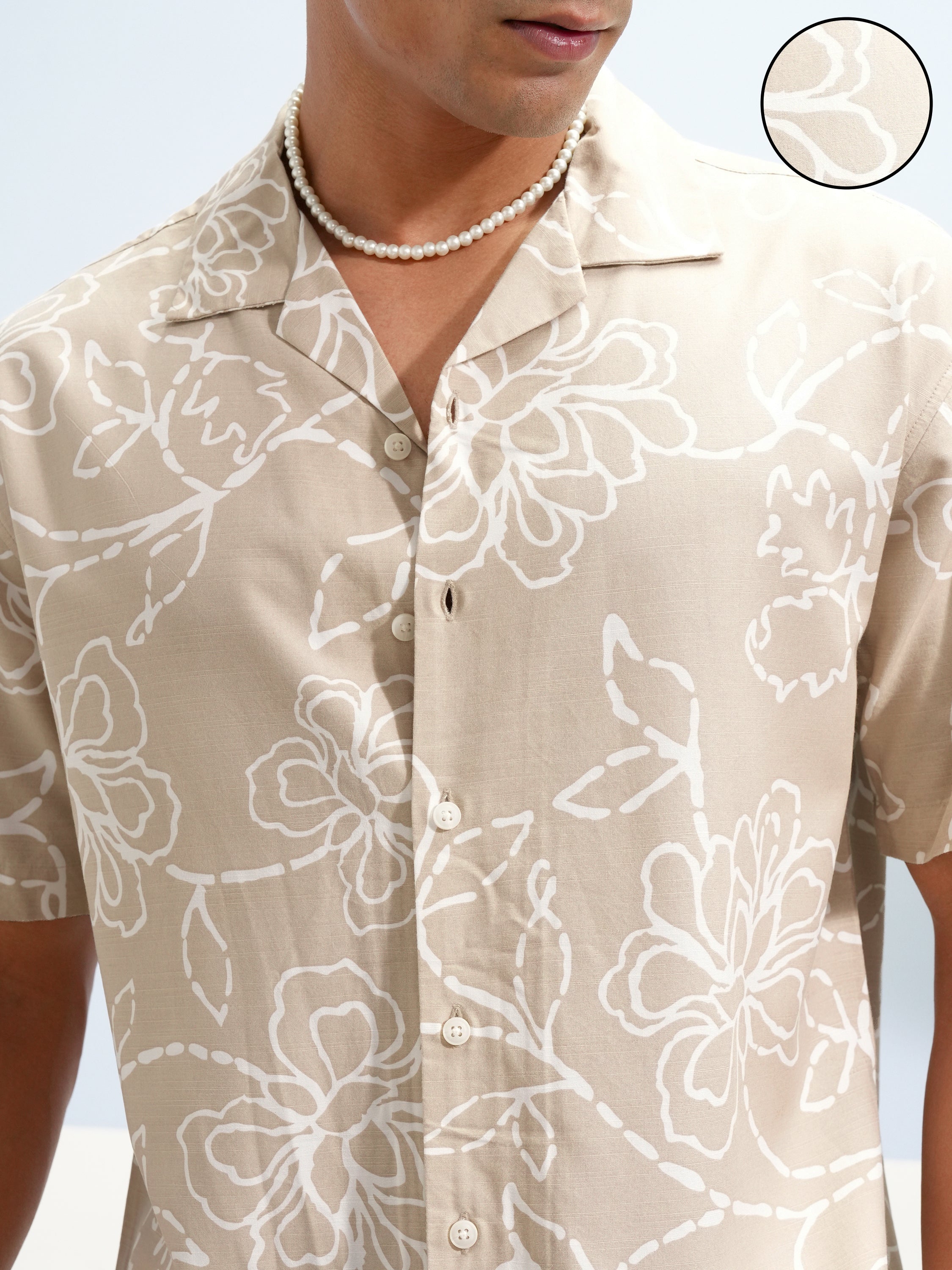 Highlander Men Tan Printed Relaxed Fit Casual Shirt - Tan - Image 5