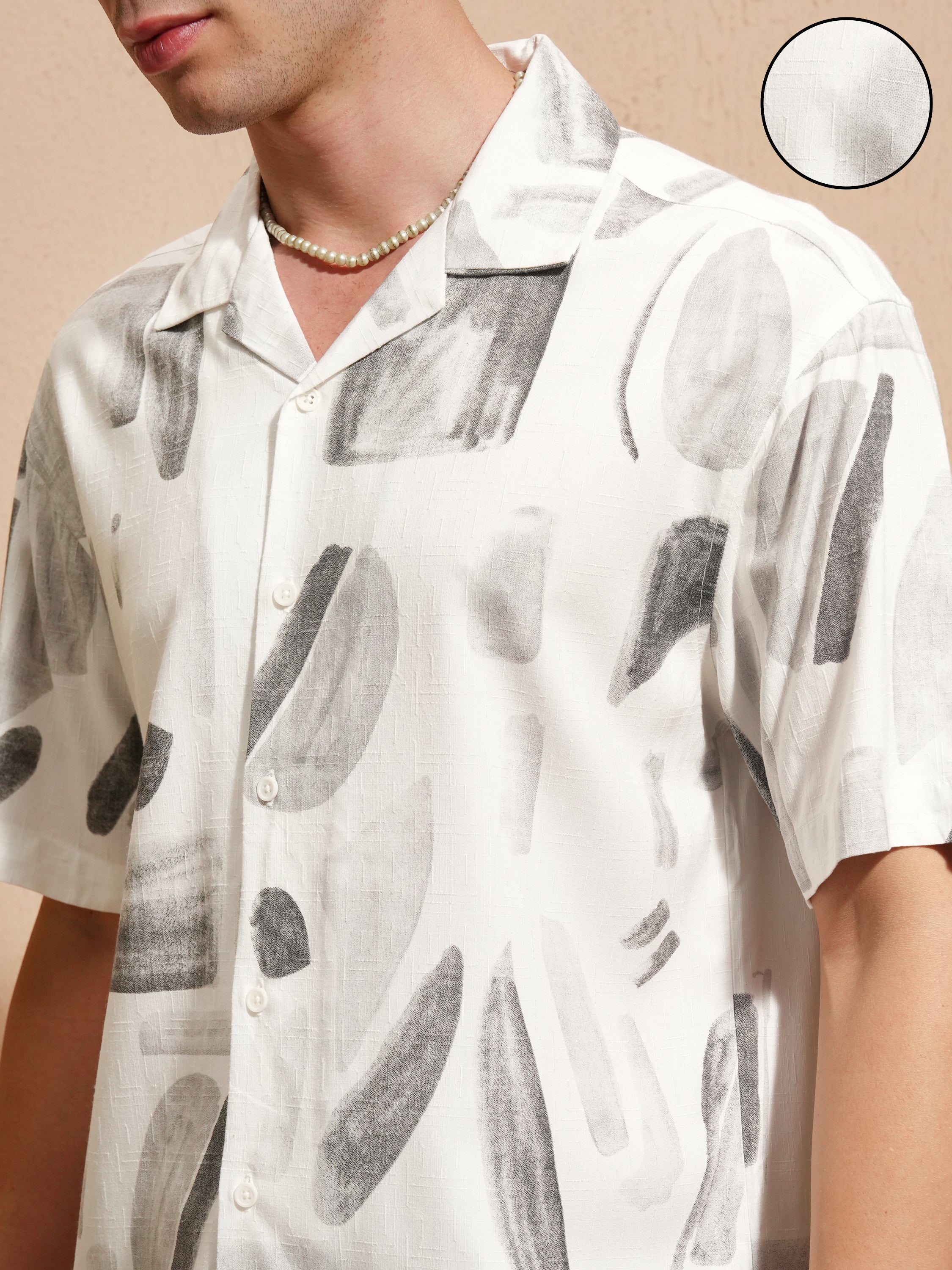 Highlander Men White Printed Relaxed Fit Casual Shirt - White - Image 5