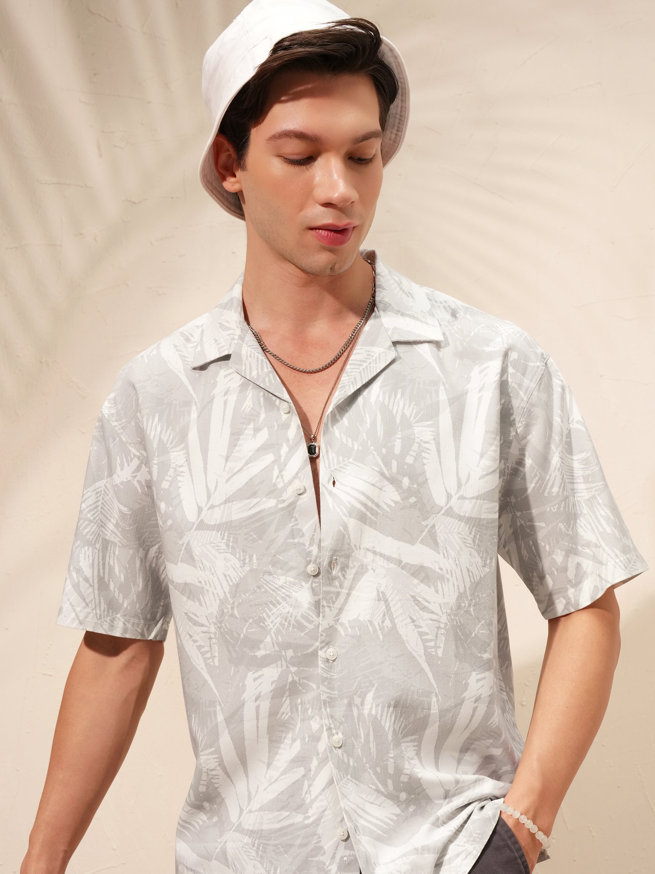 Highlander Men Grey Printed Relaxed Fit Casual Shirt - Grey - Image 1