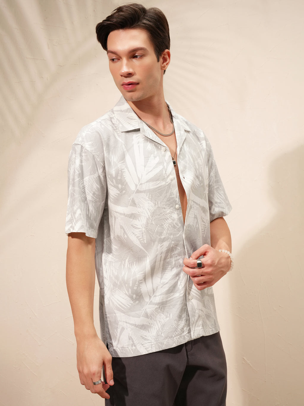 Highlander Men Grey Printed Relaxed Fit Casual Shirt - Grey - Image 6
