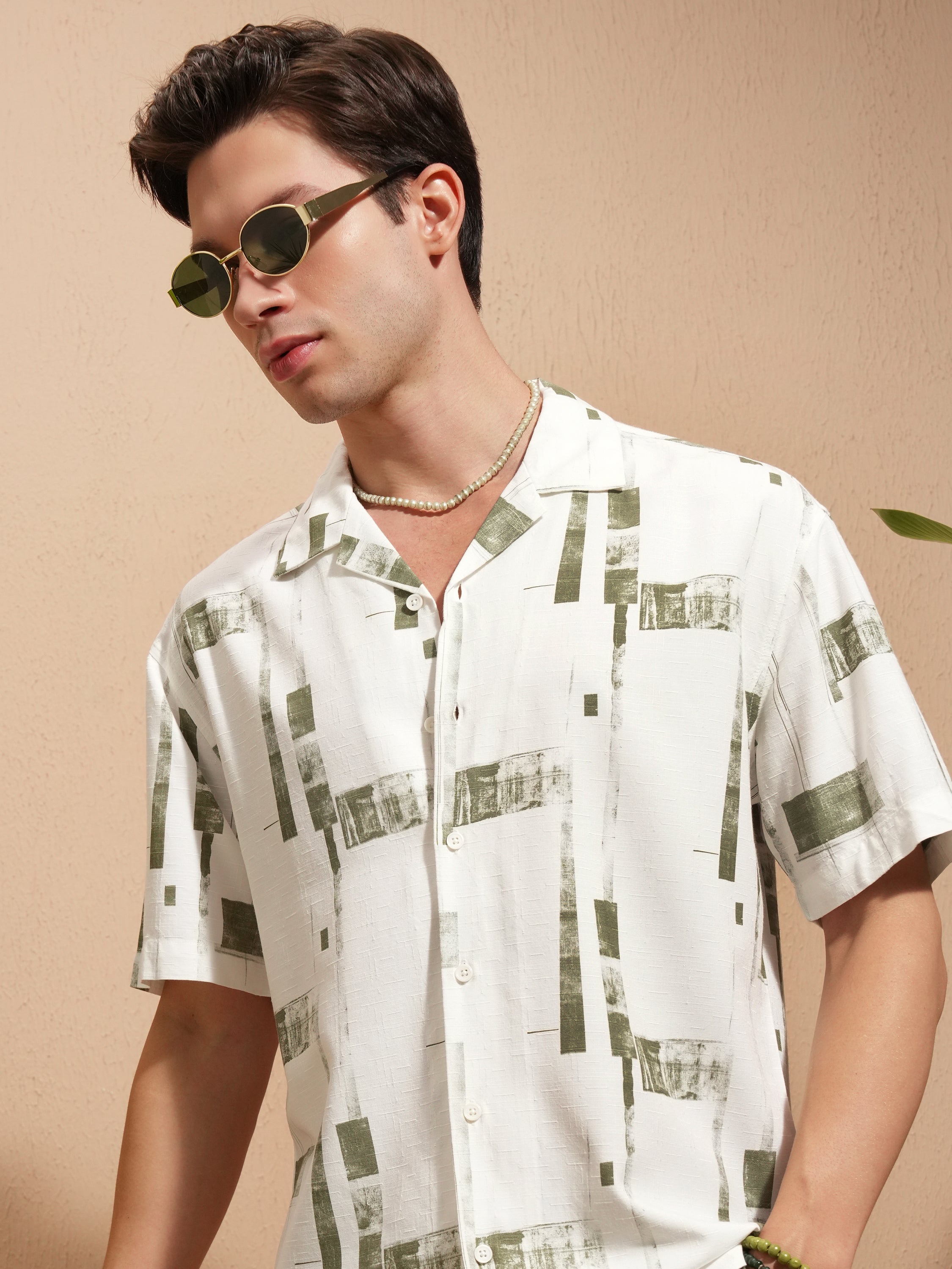Highlander Men White Printed Relaxed Fit Casual Shirt - White - Image 1