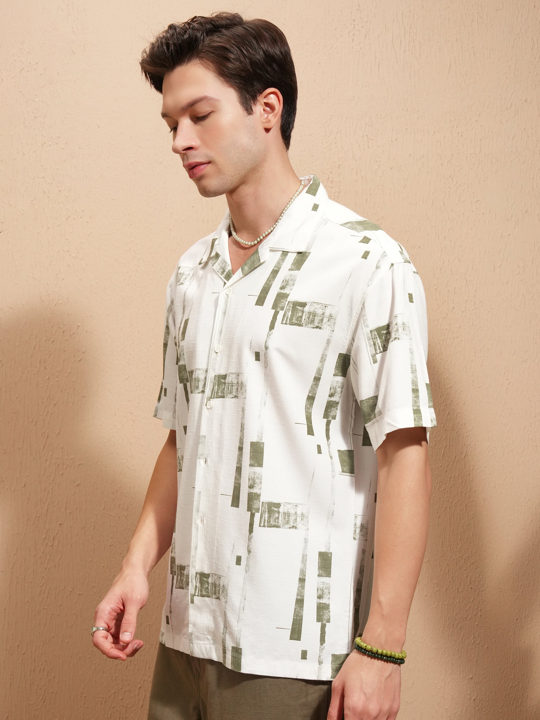 Highlander Men White Printed Relaxed Fit Casual Shirt - White - Image 4