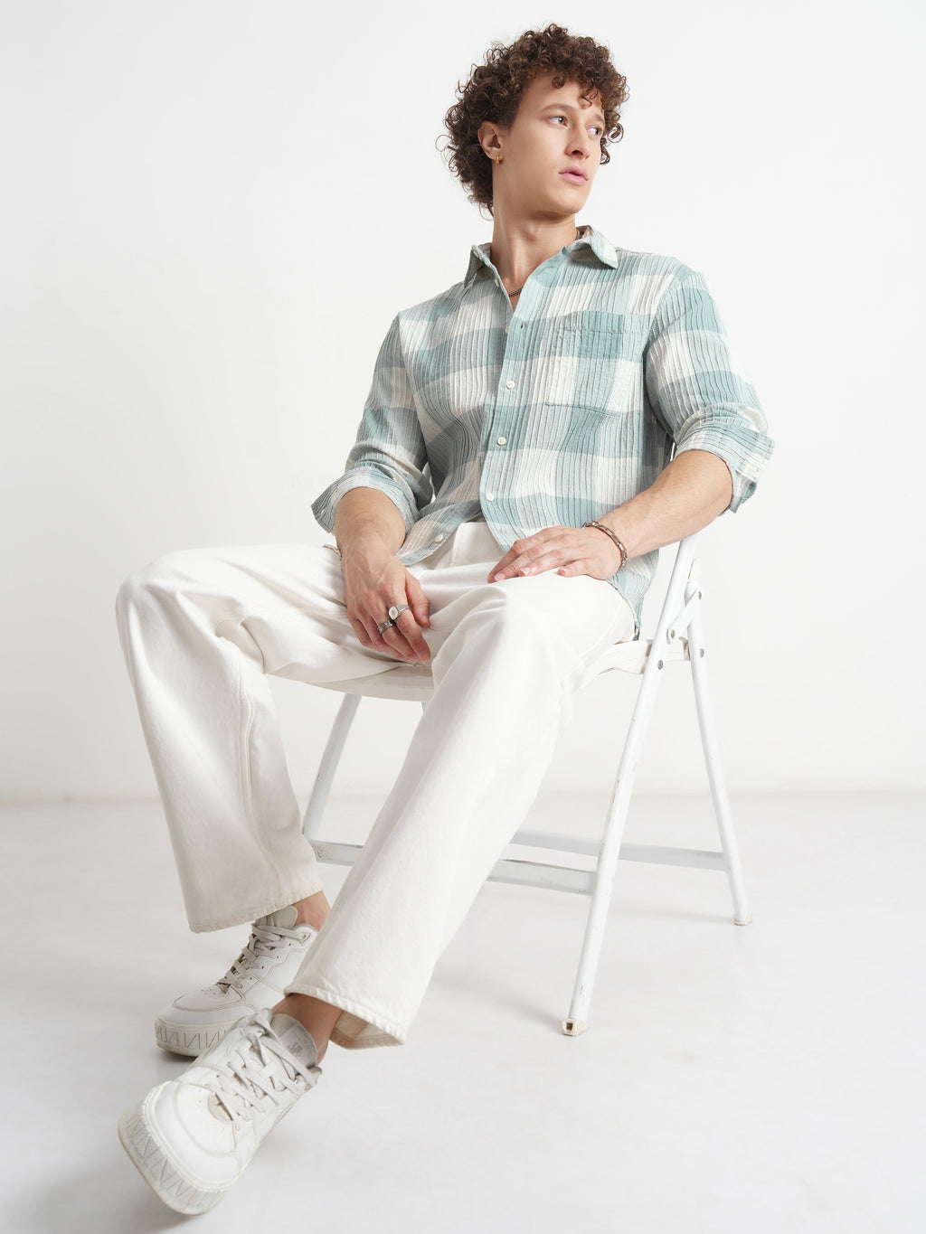 Highlander Men Green Checked Relaxed Fit Casual Shirt - Green - Image 2