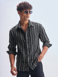 Highlander Men Black Striped Relaxed Fit Casual Shirt - Black - Image 1