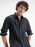 Highlander Men Black Striped Relaxed Fit Casual Shirt - Black - Image 1