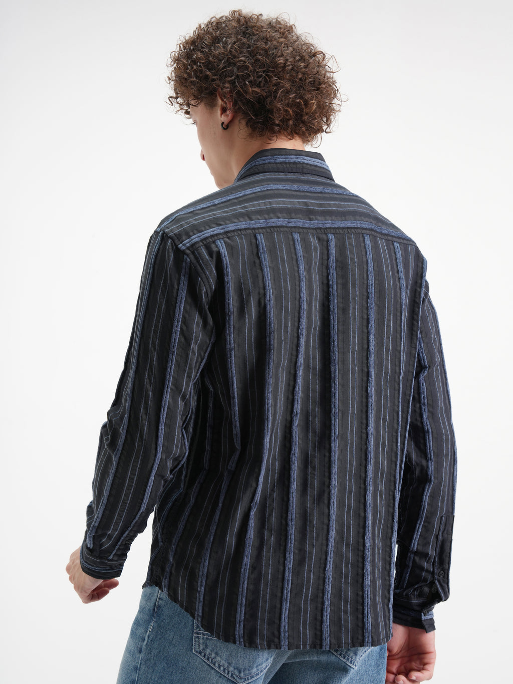 Highlander Men Black Striped Relaxed Fit Casual Shirt - Black - Image 3