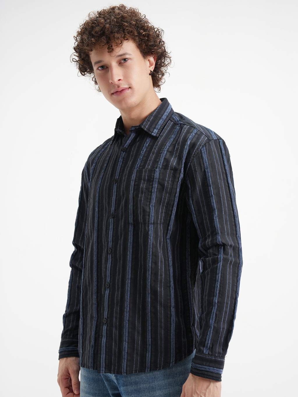 Highlander Men Black Striped Relaxed Fit Casual Shirt - Black - Image 4