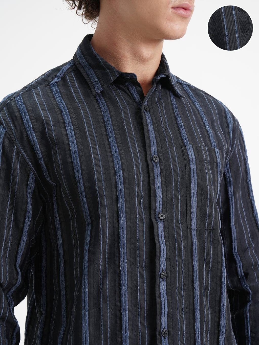 Highlander Men Black Striped Relaxed Fit Casual Shirt - Black - Image 5
