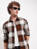 Highlander Men Rust Checked Relaxed Fit Casual Shirt - Rust - Image 1
