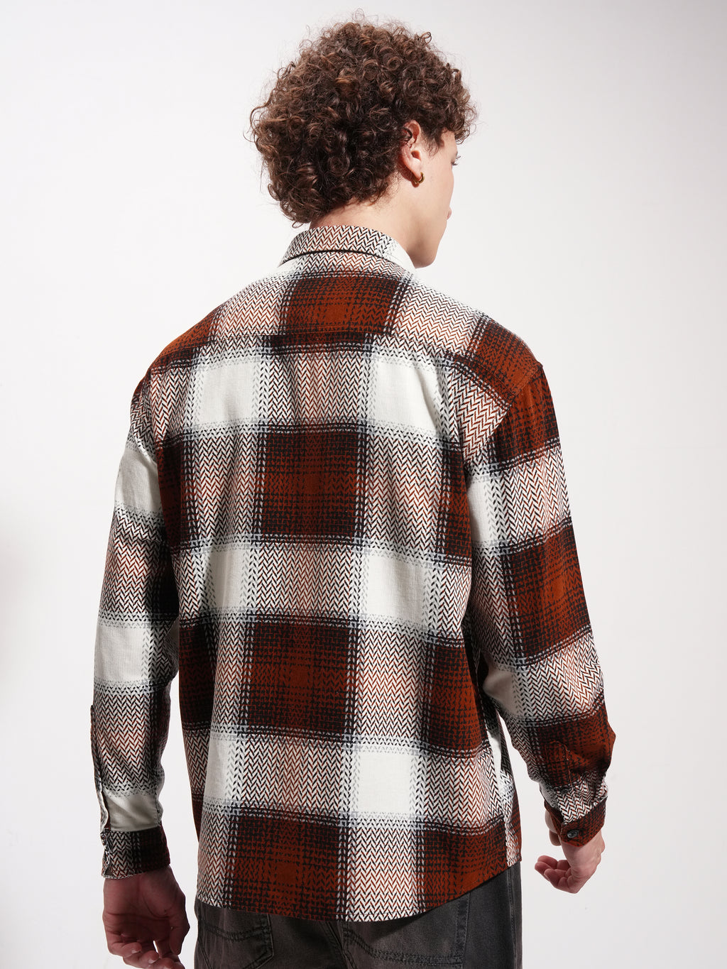 Highlander Men Rust Checked Relaxed Fit Casual Shirt - Rust - Image 3