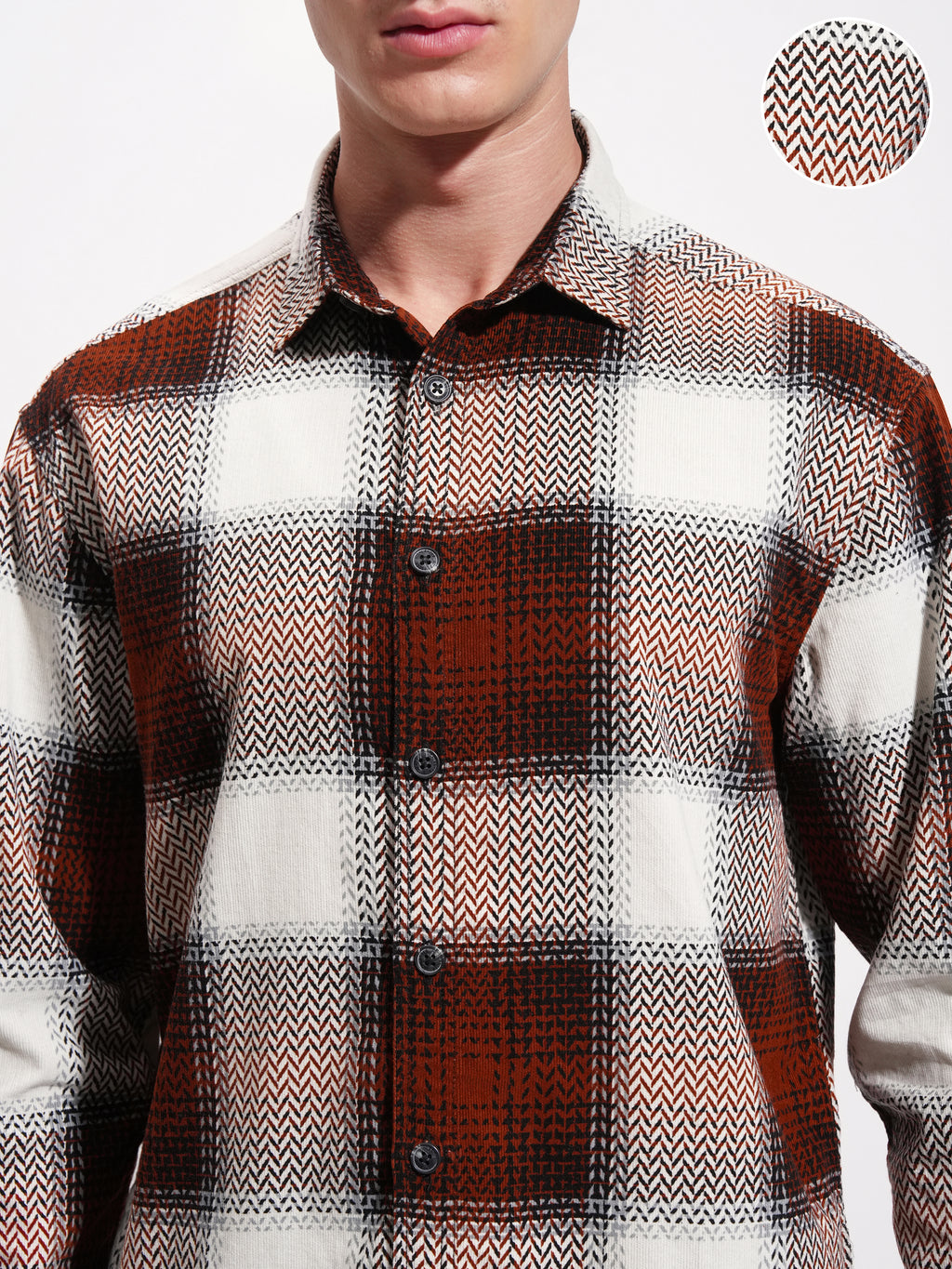 Highlander Men Rust Checked Relaxed Fit Casual Shirt - Rust - Image 5