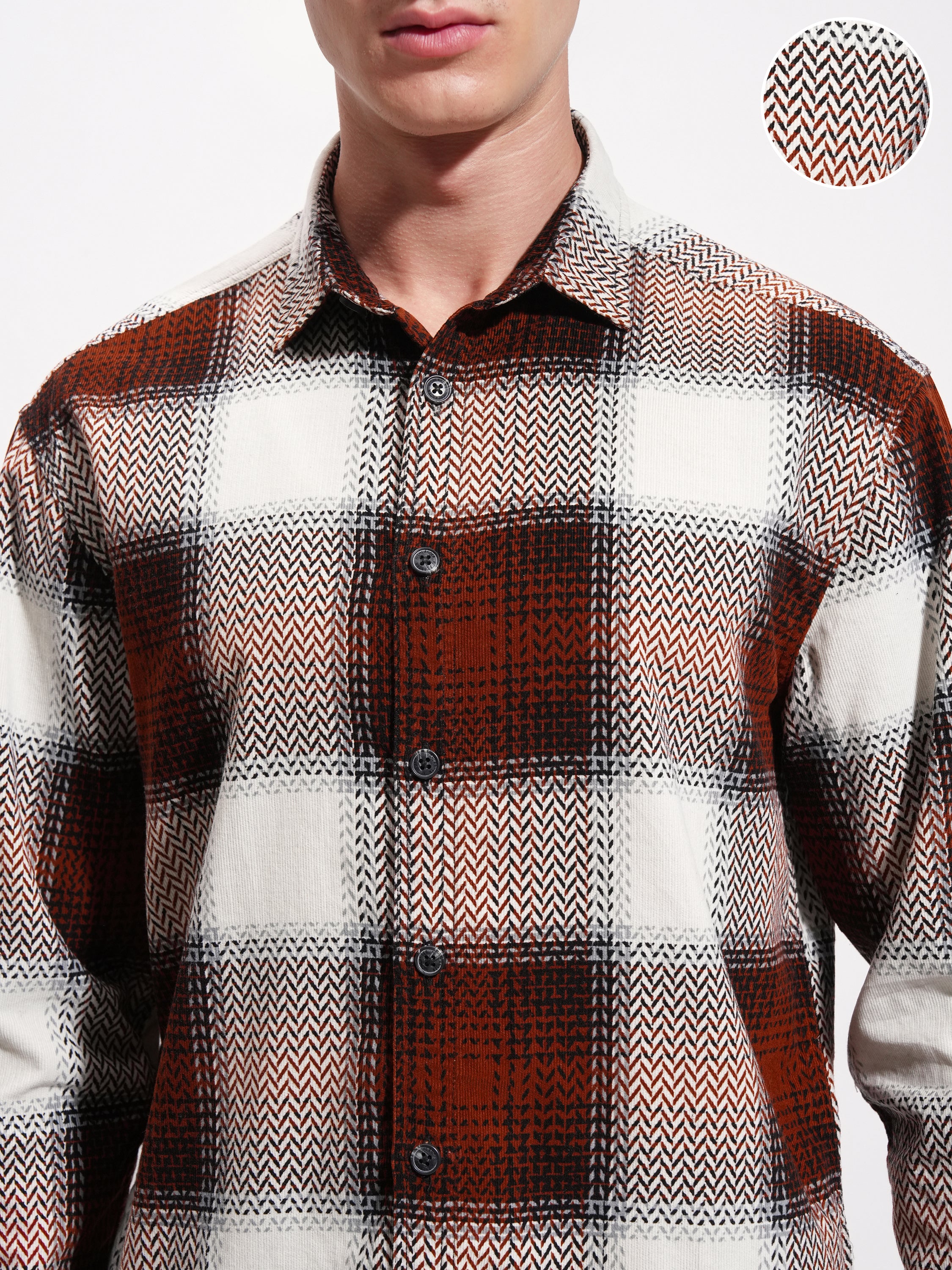 Highlander Men Rust Checked Relaxed Fit Casual Shirt - Rust - Image 5