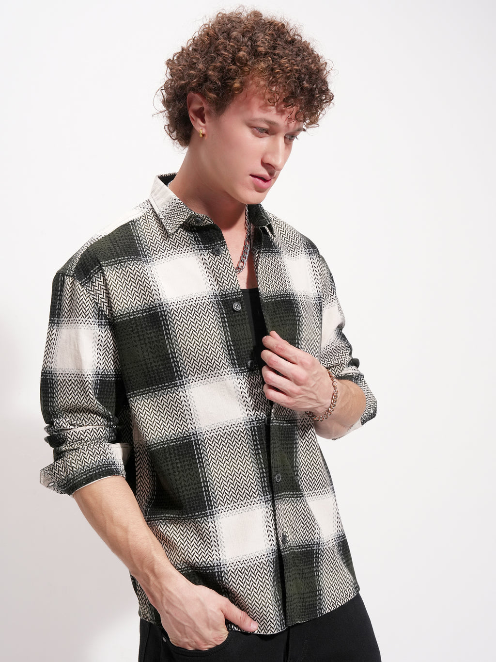 Highlander Men Black Checked Relaxed Fit Casual Shirt - Black - Image 6