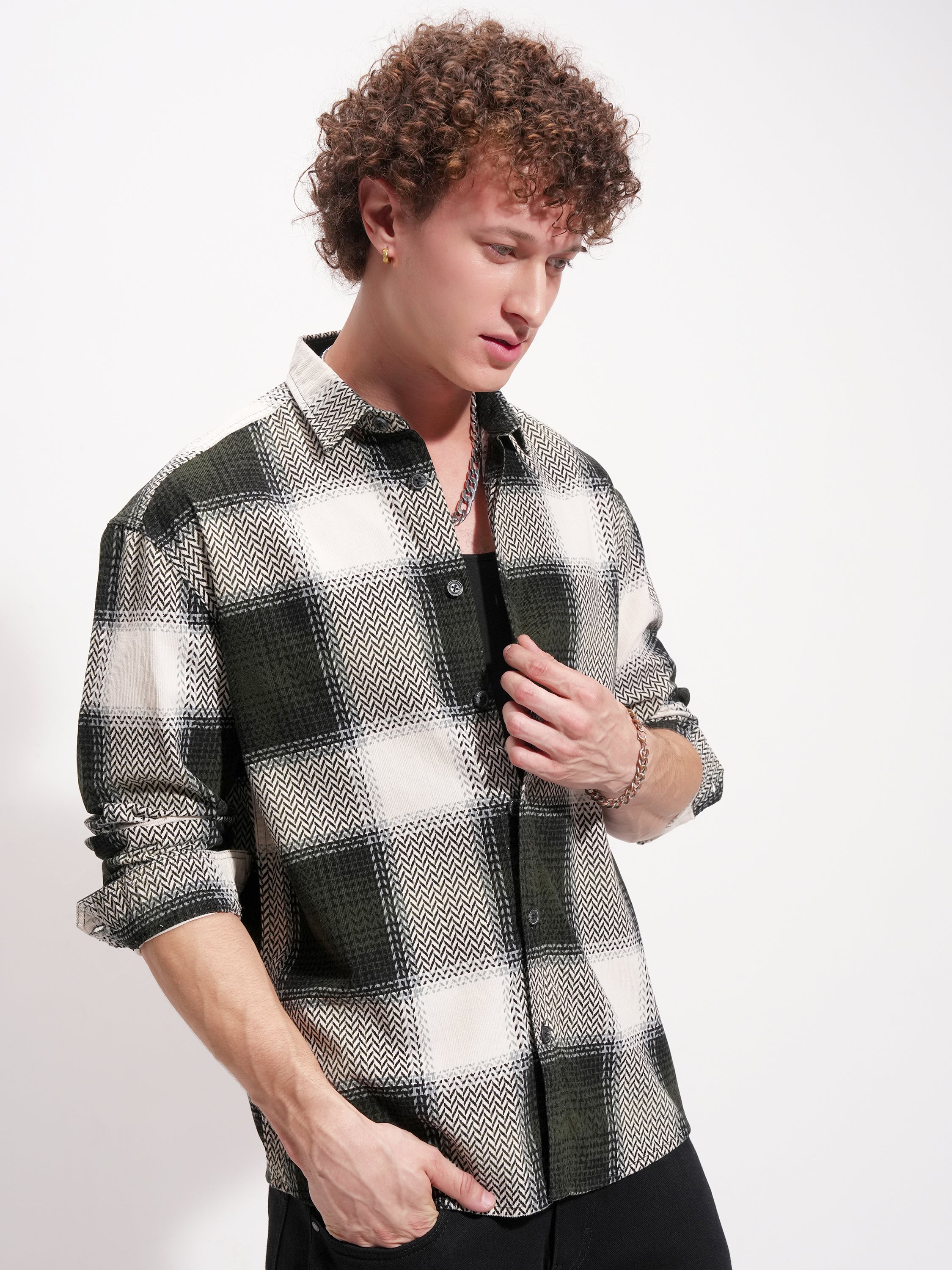 Highlander Men Black Checked Relaxed Fit Casual Shirt - Black - Image 6