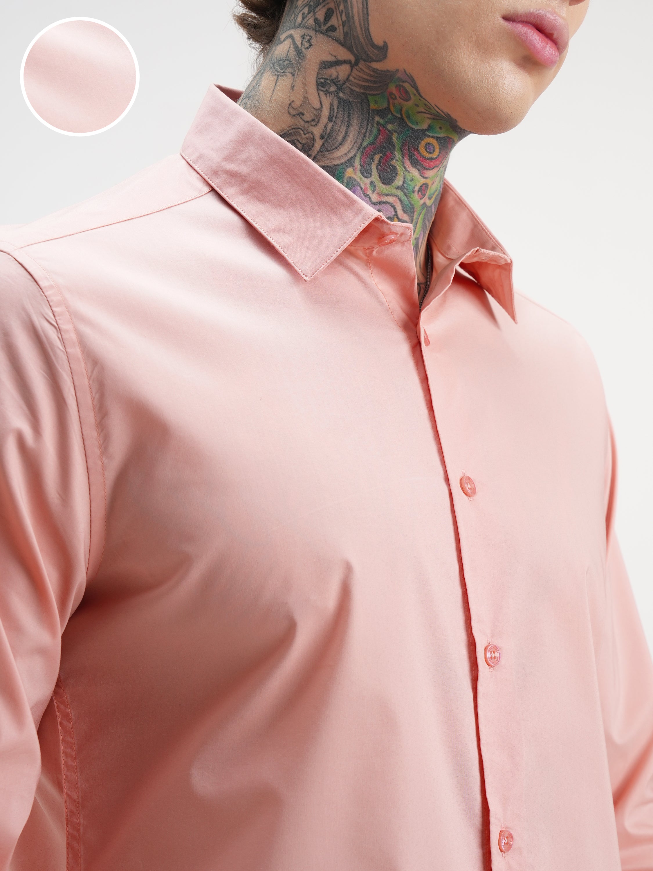 Highlander Men Pink Solid Slim Fit Casual Shirt - Pink - Image 5