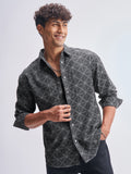 Highlander Men Grey Printed Relaxed Fit Casual Shirt - Grey - Image 1