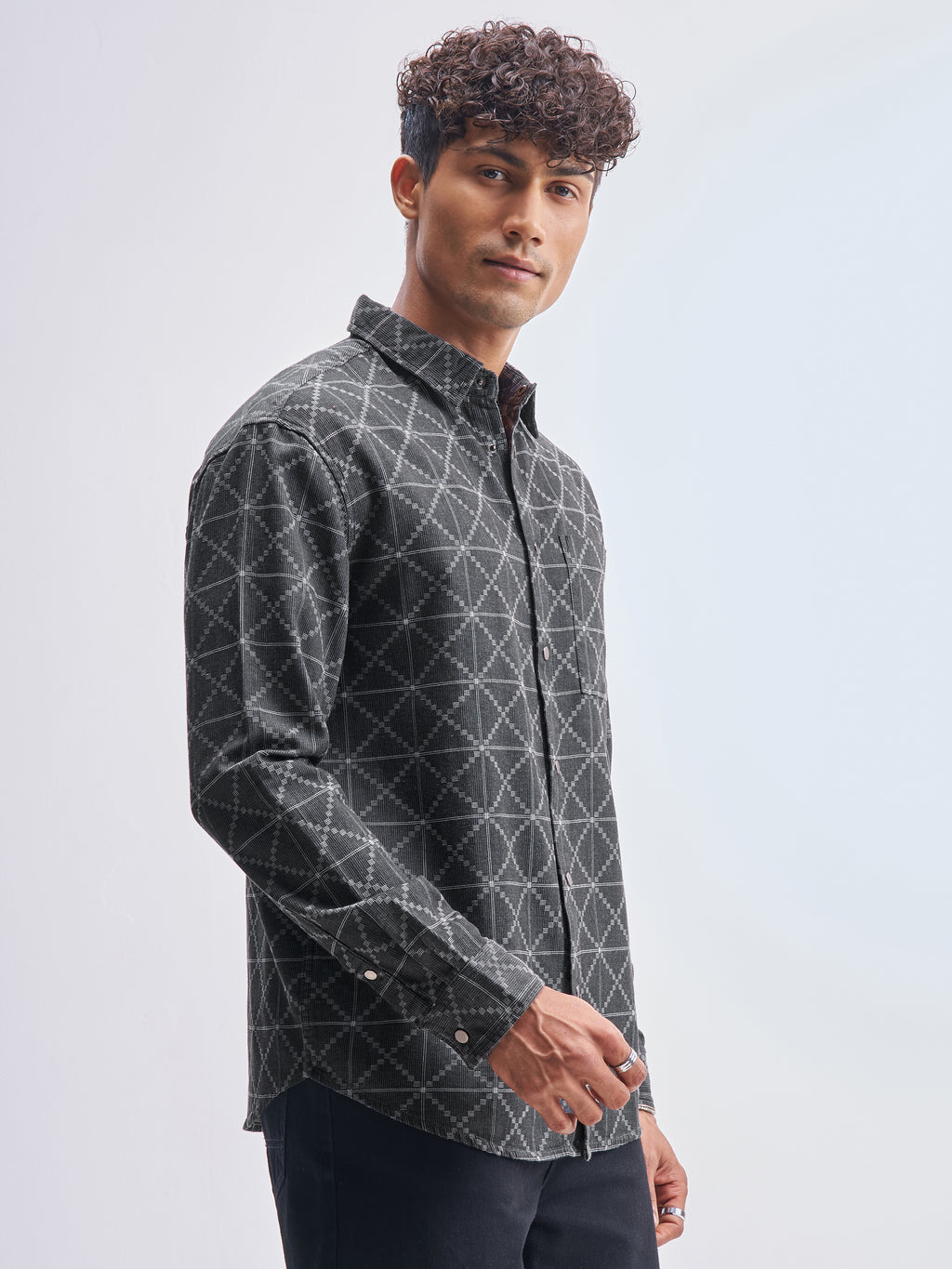Highlander Men Grey Printed Relaxed Fit Casual Shirt - Grey - Image 6