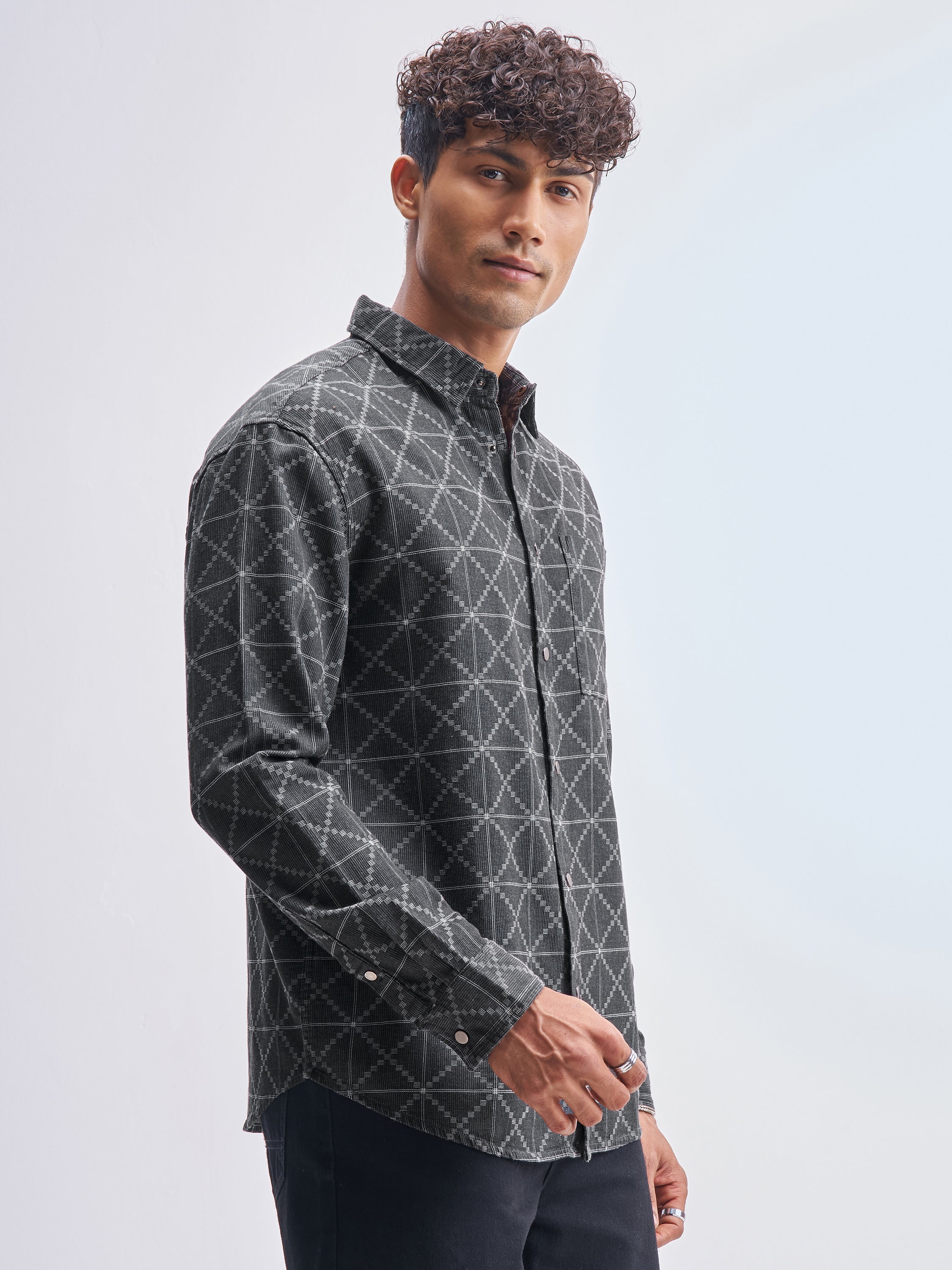 Highlander Men Grey Printed Relaxed Fit Casual Shirt - Grey - Image 6