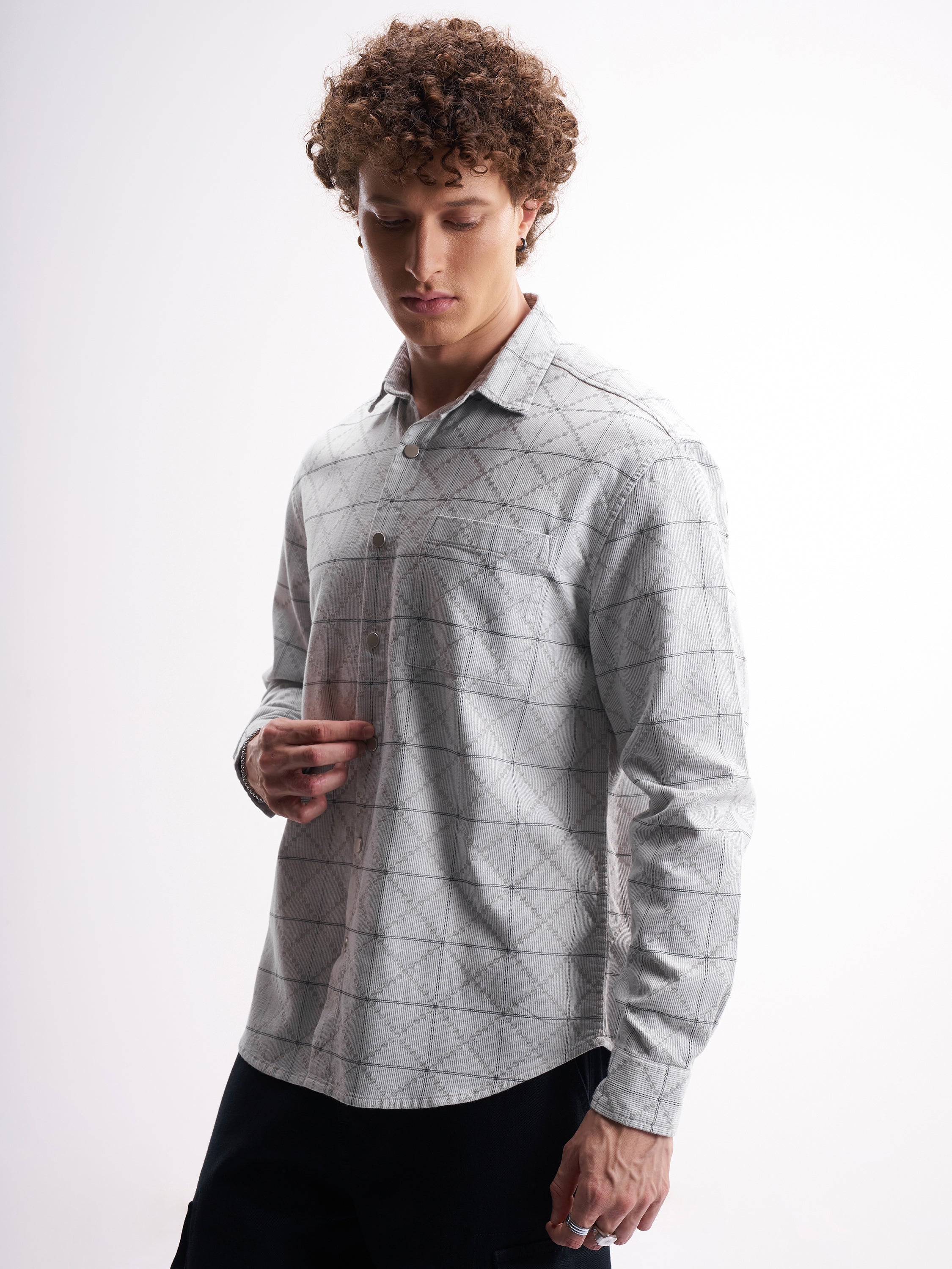 Highlander Men Grey Printed Relaxed Fit Casual Shirt - Grey - Image 4