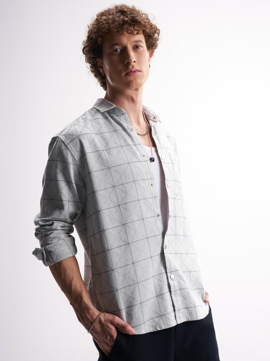 Highlander Men Grey Printed Relaxed Fit Casual Shirt - Grey - Image 6