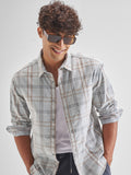 Highlander Men Grey Checked Relaxed Fit Casual Shirt - Grey - Image 1