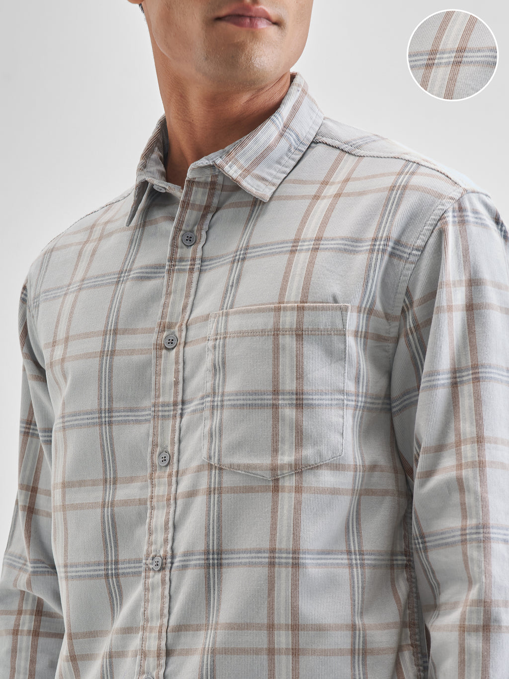 Highlander Men Grey Checked Relaxed Fit Casual Shirt - Grey - Image 5