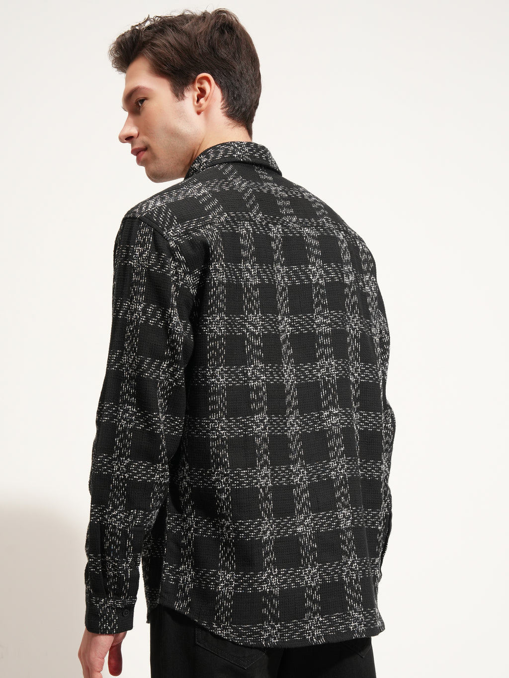 Highlander Men Black Checked Relaxed Fit Casual Shirt - Black - Image 3