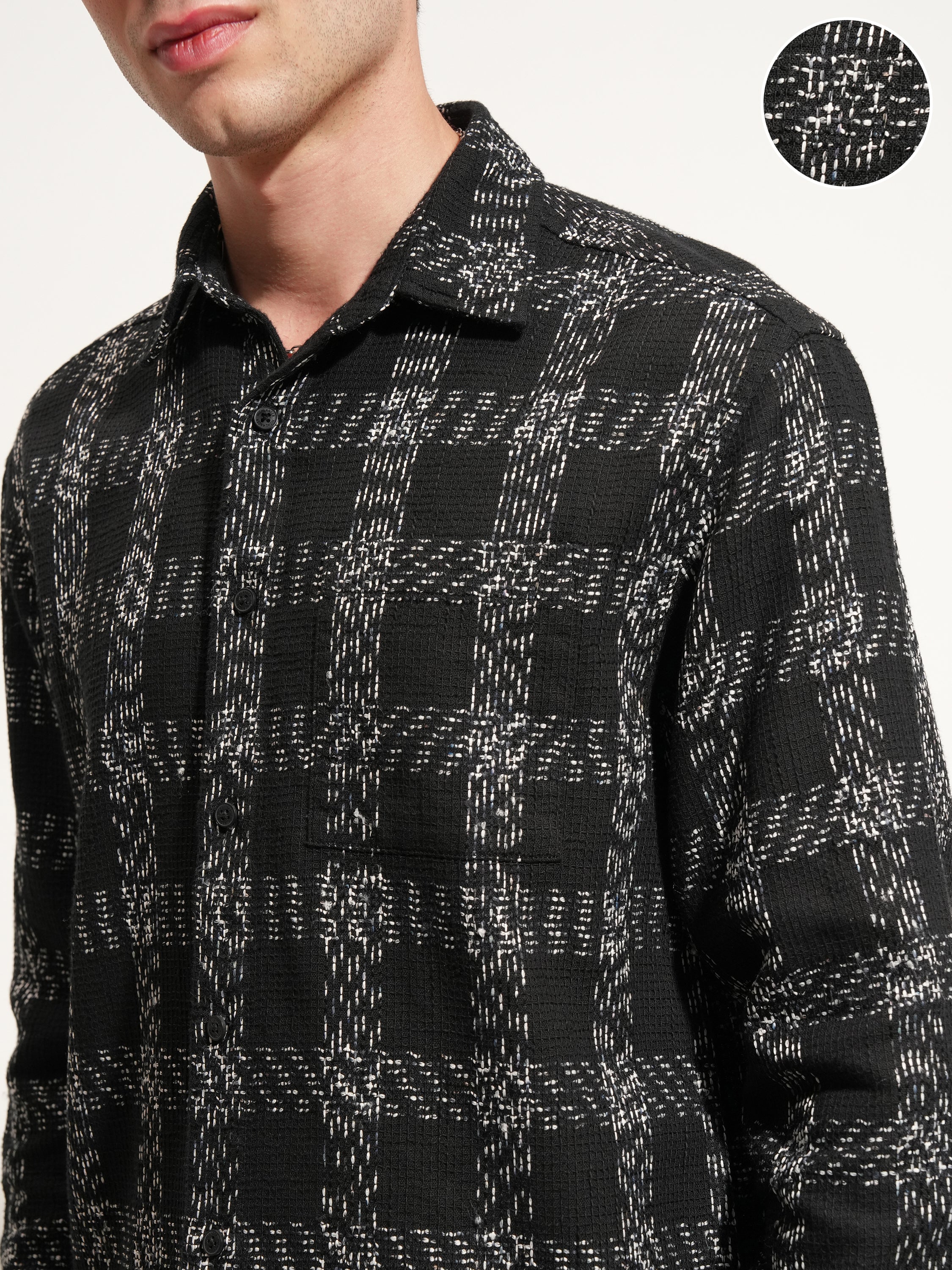 Highlander Men Black Checked Relaxed Fit Casual Shirt - Black - Image 5