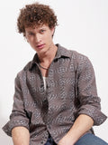 Highlander Men Tan Checked Relaxed Fit Casual Shirt - Tan - Image 1