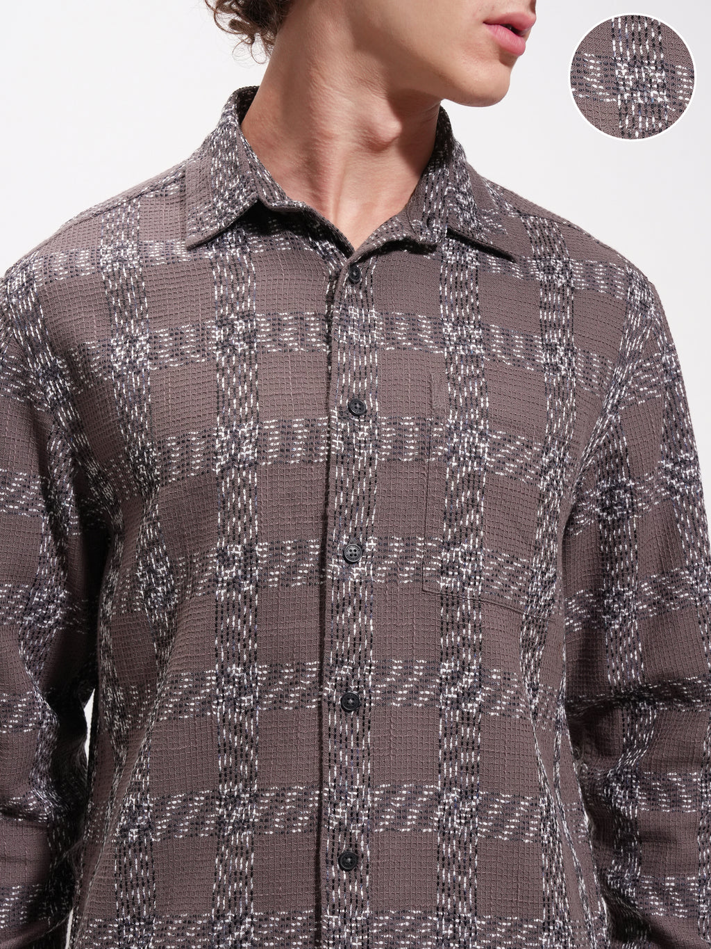 Highlander Men Tan Checked Relaxed Fit Casual Shirt - Tan - Image 5