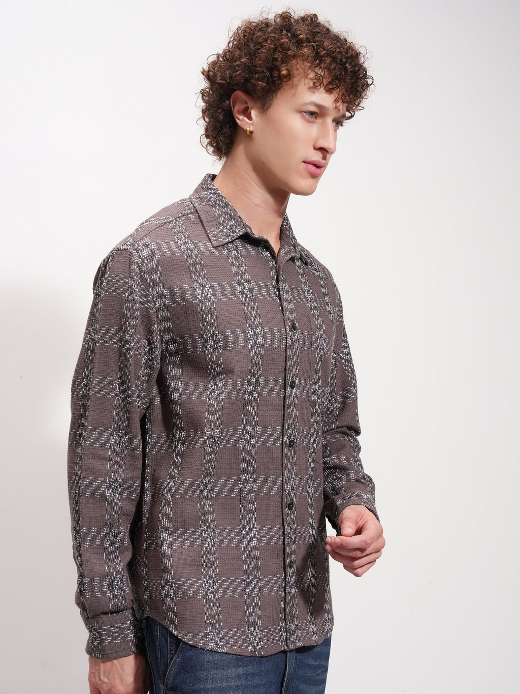 Highlander Men Tan Checked Relaxed Fit Casual Shirt - Tan - Image 6