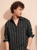 Highlander Men Black Striped Relaxed Fit Casual Shirt - Black - Image 1